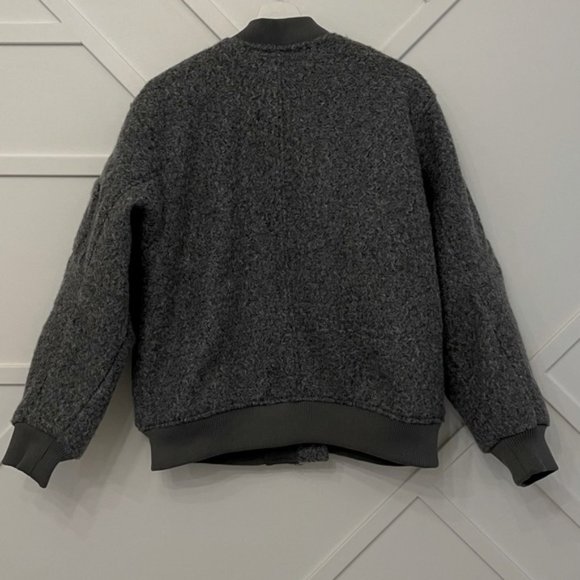 H&M boucle wool grey bomber coat jacket S - Picture 6 of 8